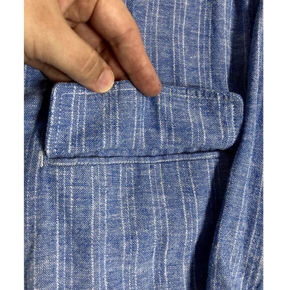 Old Navy Open Front Linen Blazer Womens L Blue Striped Lightweight - Picture 4 of 14